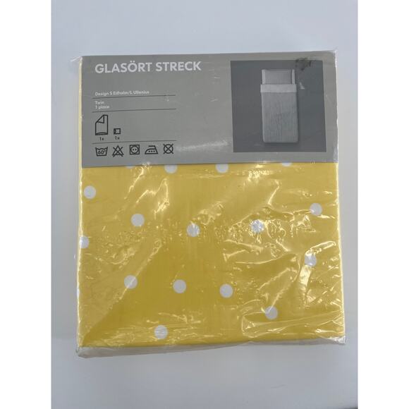 Ikea Glasort Streck Twin Duvet Cover Yellow Polka Dot 100% Cotton 301.749.75 - Picture 1 of 5
